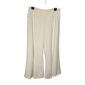Margaret M Cream Wide Leg Cropped Culottes Career Work Pants